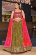 Load image into Gallery viewer, Indian Collection For Bridal Wear Lehenga Choli With Dupatta  Olive-Pink Colour Clothsvilla