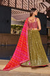 Load image into Gallery viewer, Indian Collection For Bridal Wear Lehenga Choli With Dupatta  Olive-Pink Colour Clothsvilla