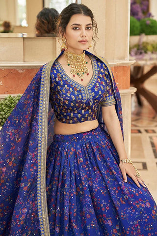 Indian Luxury Exclusive Blue Colour Embroidery Lehenga Choli In Women Clothsvilla