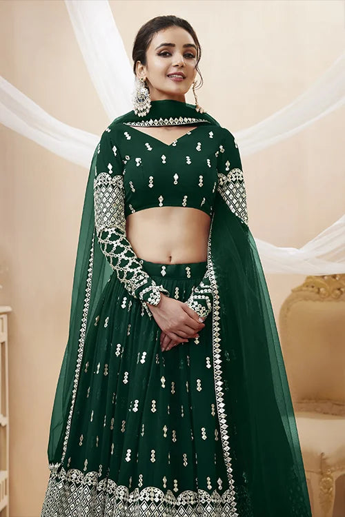 Indian Luxury Exclusive Tree Green Color  Embroidered Lehenga Choli Secondary image