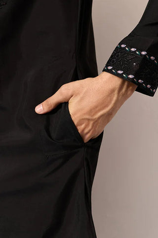 Black Stylish Trending Kurta with Dupatta for Mens Wear Clothsvilla