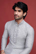 Load image into Gallery viewer, Beige Viscose Men’s Kurta - Mirror Work Design Clothsvilla