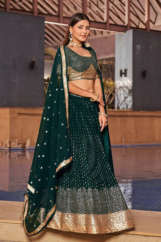 Stunning Green Bridal Lehenga Choli with Dupatta Clothsvilla