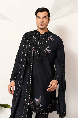Mens Wear Luxury Navy Blue Kurta with Dupatta Collection Clothsvilla