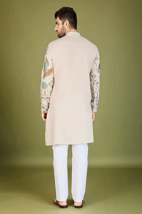 Ivory Viscose Rayon Designer Men's Kurta Online Clothsvilla