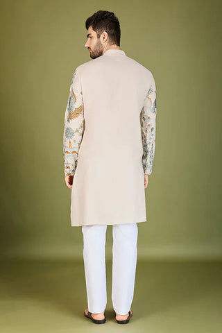 Ivory Viscose Rayon Designer Men's Kurta Online Clothsvilla