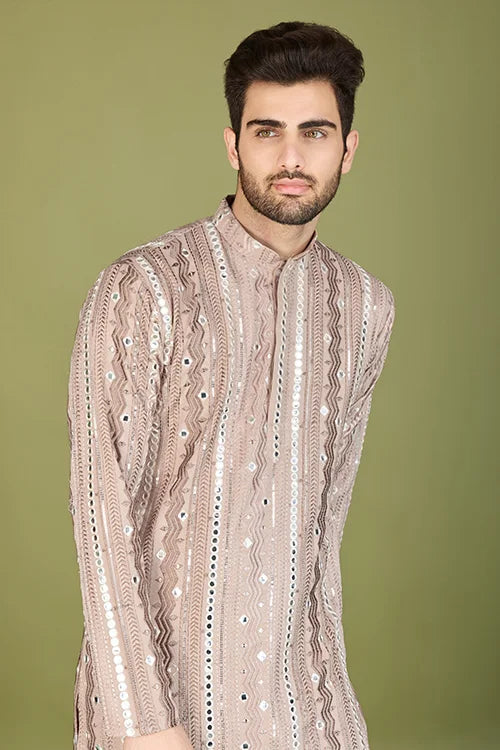 Viscose Rayon Ivery Color Heavy Embroidered Kurta for Men Clothsvilla