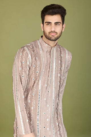 Viscose Rayon Ivery Color Heavy Embroidered Kurta for Men Clothsvilla