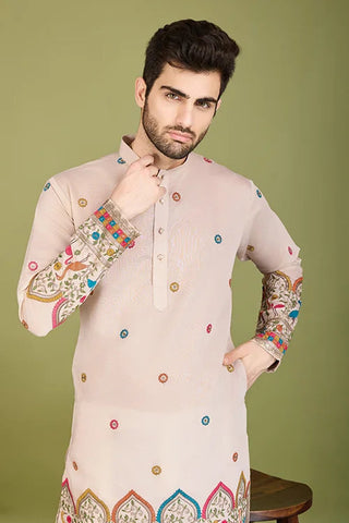 Designer Ivory Viscose Silk Men's Kurta Online Clothsvilla