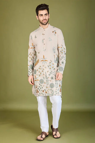 Ivory Viscose Rayon Designer Men's Kurta Online Clothsvilla