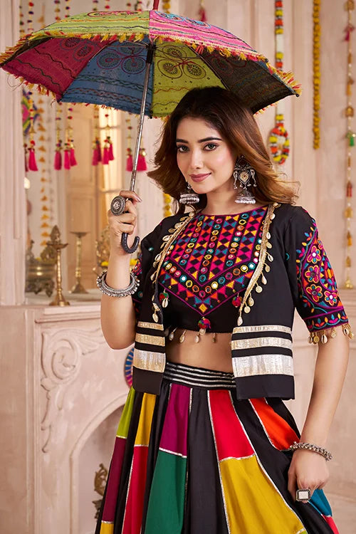 Jacket Style Designer Multi Color Chaniya Choli for Navratri Clothsvilla