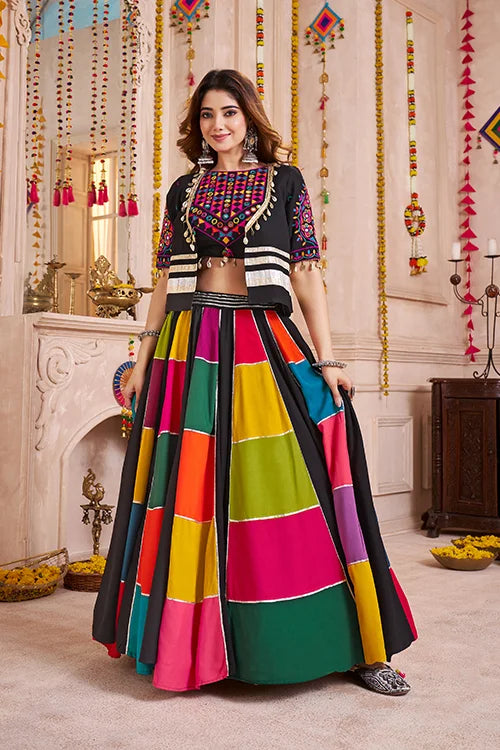 Jacket Style Designer Multi Color Chaniya Choli for Navratri Clothsvilla