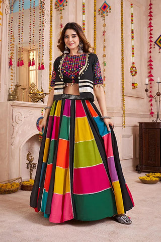 Jacket Style Designer Multi Color Chaniya Choli for Navratri Clothsvilla