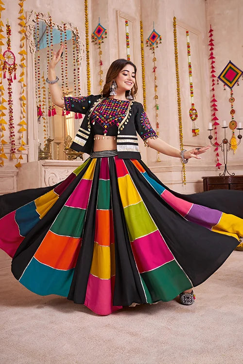 Jacket Style Designer Multi Color Chaniya Choli for Navratri Clothsvilla