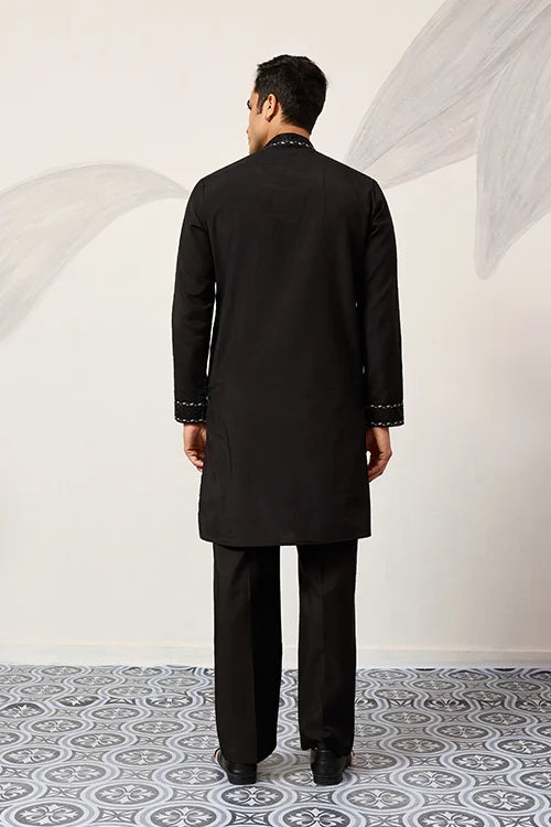 Black Stylish Trending Kurta with Dupatta for Mens Wear Clothsvilla