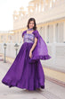Load image into Gallery viewer, Designer Square Neck Purple Gown with Position Print, Fancy Balloon Sleeves &amp; Matching Dupatta ClothsVilla