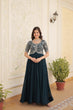 Load image into Gallery viewer, Luxurious Zari-Embroidered Rama Color Gown for Discerning Women ClothsVilla