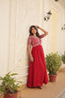 Load image into Gallery viewer, Luxurious Zari-Embroidered Red Gown for Discerning Women ClothsVilla