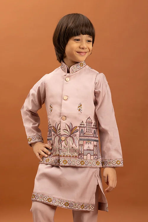 Classic Pink Koti Kurta Set for Kids 6-12 Yrs Clothsvilla