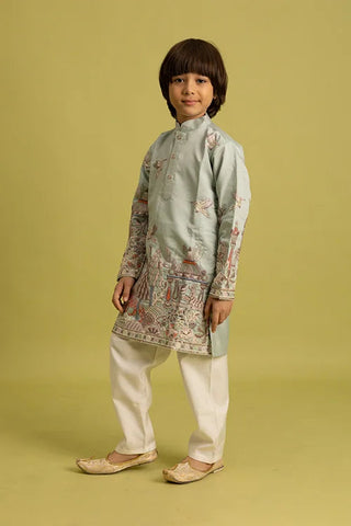 Trendy Pista Color Vantara Designer Kids Kurta Set Clothsvilla
