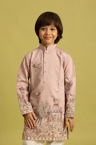 Premium Peach Color Vantara Style Boys Kurta with Pajama Clothsvilla