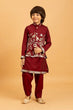 Load image into Gallery viewer, Kids Wedding Special Maroon Koti Kurta Set Outfit Clothsvilla