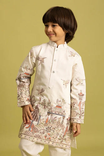 Vantara Designer Kids White Embroidered Kurta Clothsvilla