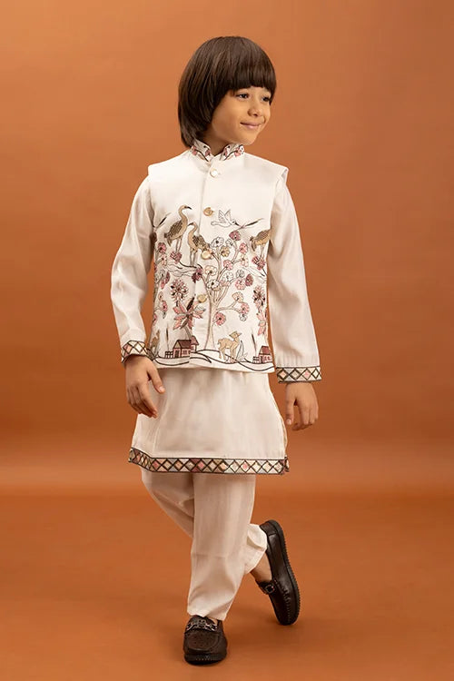 Elegant White Koti Kurta Set for Kids Traditional Wear Clothsvilla