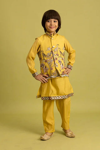 Haldi Yellow Koti Kurta Set for Kids Festival Wear Clothsvilla
