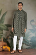 Load image into Gallery viewer, Premium Olive Green Mirror Work Kurta with Dupatta for Occasions Clothsvilla
