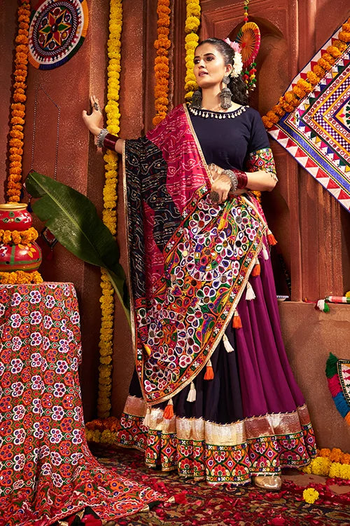 Traditional Mirror Work Chaniya Choli for Navratri Night Clothsvilla