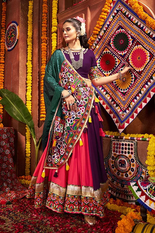 Colorful Navratri Chaniya Choli Set With Mirror Work Clothsvilla