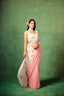Blush Pink Pure Georgette Hand-Painted Floral Saree with White Motifs & Sequin Accents – Modal Satin Blouse FANCY SAREES