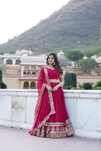 Load image into Gallery viewer, Sparkling Sequin Pink Lehenga: Faux Georgette with Heavy Embroidery ClothsVilla