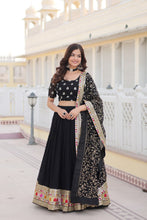 Load image into Gallery viewer, Faux Blooming Georgette Lehenga Choli Set with Heavy Sequins Embroidery ClothsVilla