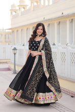 Load image into Gallery viewer, Faux Blooming Georgette Lehenga Choli Set with Heavy Sequins Embroidery ClothsVilla