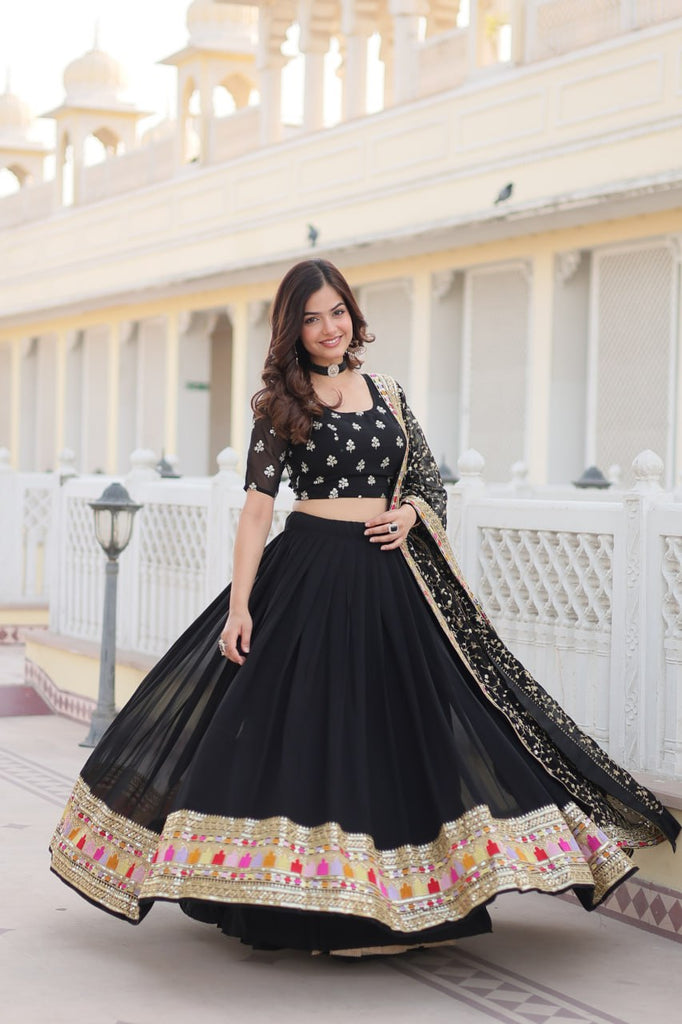 Faux Blooming Georgette Lehenga Choli Set with Heavy Sequins Embroidery ClothsVilla