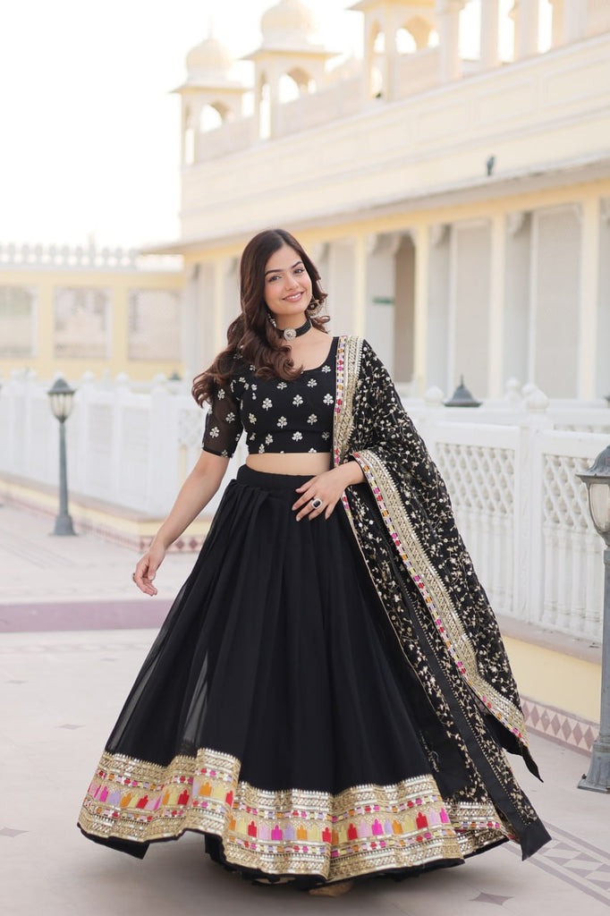 Faux Blooming Georgette Lehenga Choli Set with Heavy Sequins Embroidery ClothsVilla