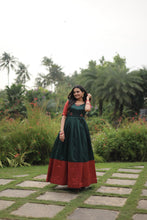 Load image into Gallery viewer, Elegant Banarasi Jacquard Silk Green Gown with Textured Weave ClothsVilla