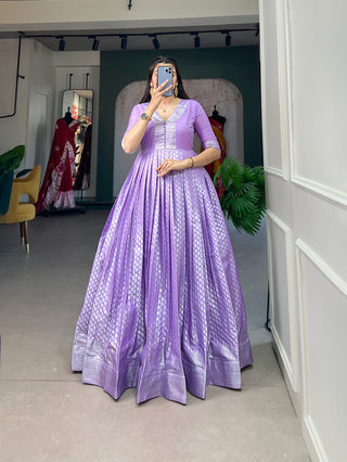 Enchanting Lavender Gown in Luxurious Jacquard Silk ClothsVilla