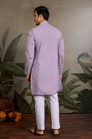 Premium Lavender Embroidered Kurta for Mens Wear Clothsvilla