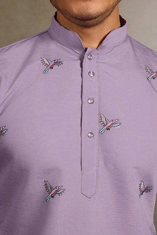 Premium Lavender Embroidered Kurta for Mens Wear Clothsvilla