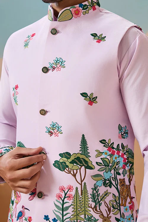 Vantara Design Luxury Lavender Mens Wear Koti Kurta Clothsvilla