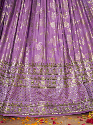 Lavender Dola Silk Jacquard Embroidered Lehenga Choli Clothsvilla