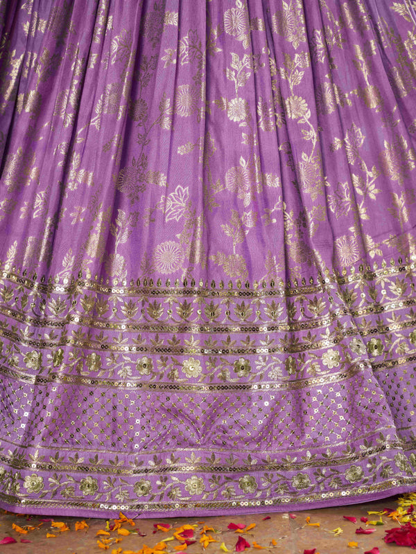 Lavender Dola Silk Jacquard Embroidered Lehenga Choli Clothsvilla