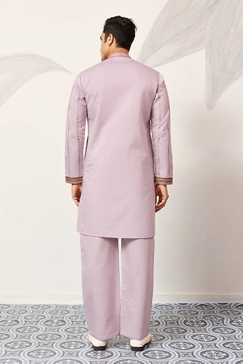 Royal Look Lavender V Neck Kurta Pant for Mens Wear Clothsvilla