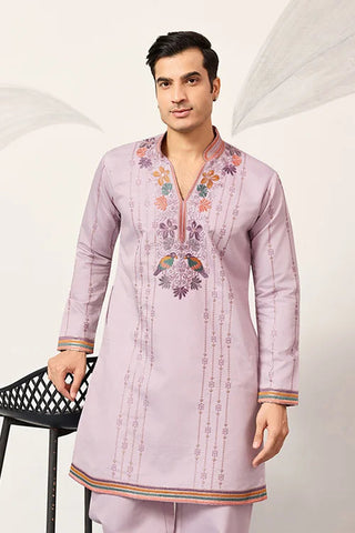 Royal Look Lavender V Neck Kurta Pant for Mens Wear Clothsvilla