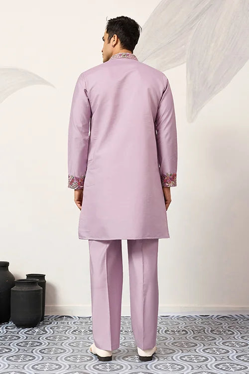 Lavender Kurta Pant Set for Traditional Mens Fashion Clothsvilla