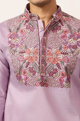 Lavender Kurta Pant Set for Traditional Mens Fashion Clothsvilla