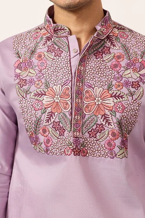 Lavender Kurta Pant Set for Traditional Mens Fashion Clothsvilla